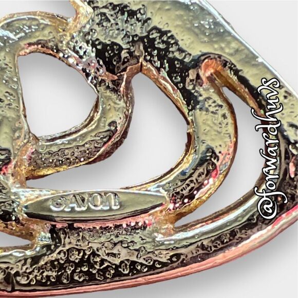 Avon Large Triangular Gold Tone Swirl Earrings - Picture 7 of 8